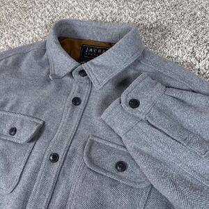 JACHS New York Jacket Mens XL Gray Quilted Herringbone Lined Shirt Shacket